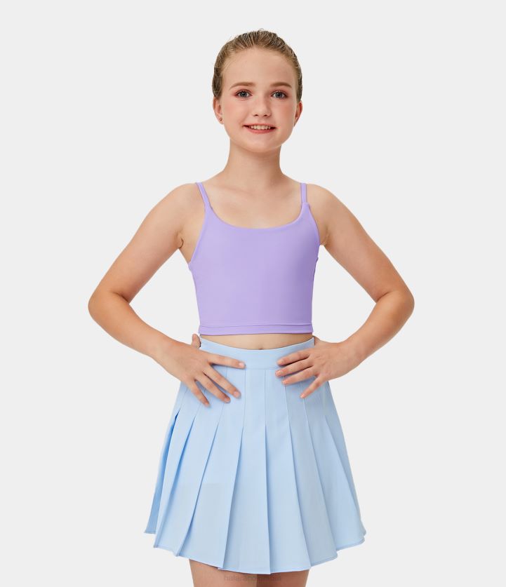 ropa lila pastel BBV2NZ1780 chica Halara Camiseta sin mangas corta sin espalda de felpa softlyzero para niños
