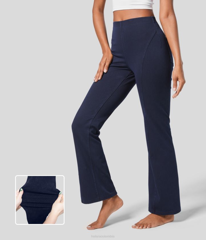 ropa mezclilla azul tinta BBV2NZ342 mujer Halara Leggings mágicos de tiro medio con bolsillo lateral trasero y tejido elástico de mezclilla informal con corte tipo bota