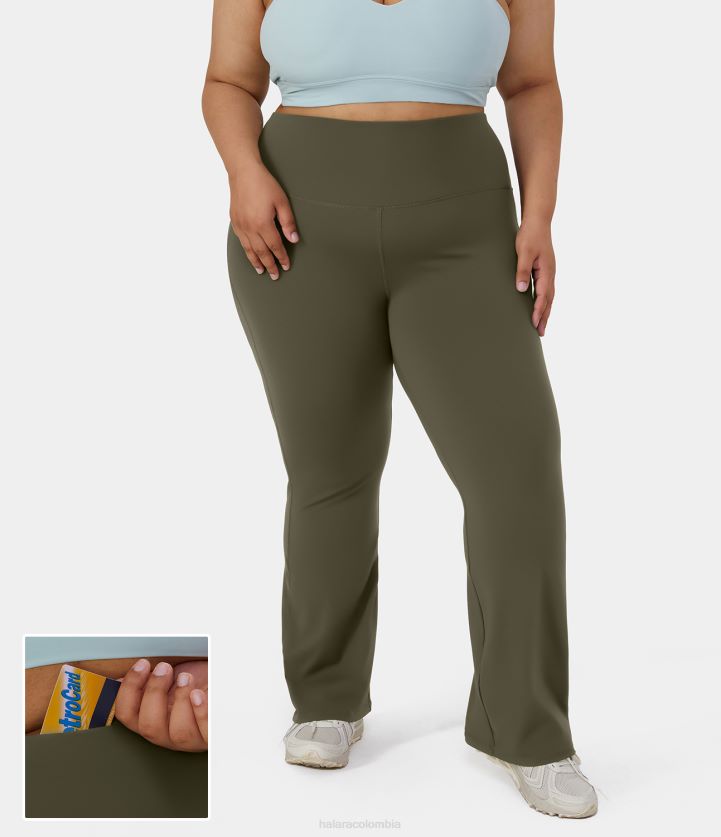 fondos noche del bosque BBV2NZ1520 mujer Halara leggings de talle alto con bolsillo trasero lisos de talla grande y ligeros acampanados