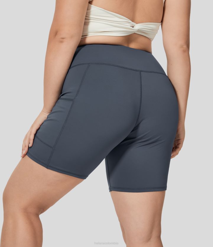 fondos noche mar azul BBV2NZ2130 mujer Halara pantalones cortos de yoga con bolsillo lateral y cintura alta de 6''