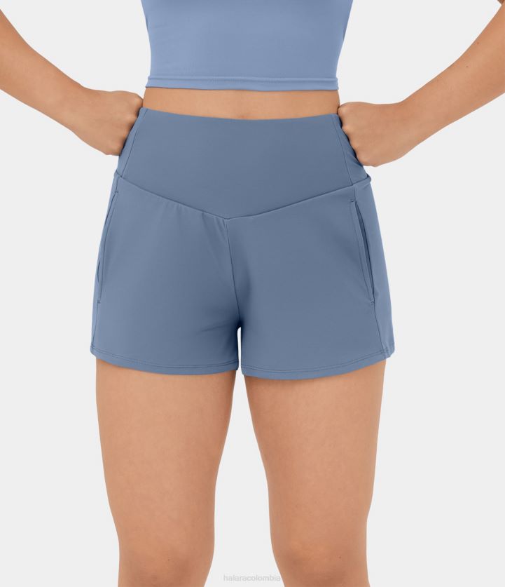 ropa activa infinidad BBV2NZ1274 mujer Halara pantalones cortos de yoga 2 en 1 con cintura alta en forma de V y bolsillo lateral de 2,5"