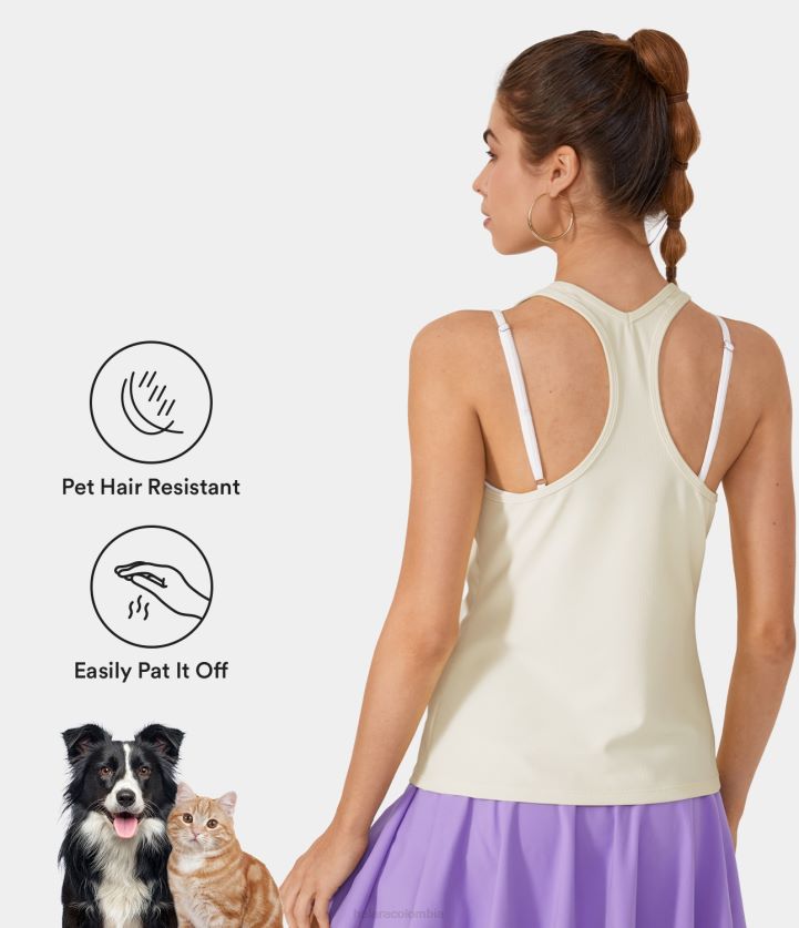 ropa activa aliento de bebé BBV2NZ1770 mujer Halara Camiseta sin mangas con espalda cruzada y cuello en U resistente al pelo de mascotas Patitoff