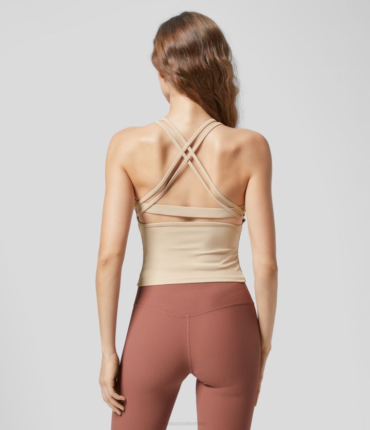 ropa activa angora BBV2NZ1773 mujer Halara Camiseta sin mangas de yoga con tirantes dobles y cortes cruzados, sin espalda y cuello redondo