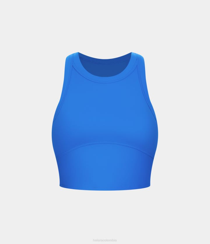 ropa activa azulejo puro BBV2NZ1786 mujer Halara camiseta sin mangas de yoga corta con espalda cruzada y espalda descubierta