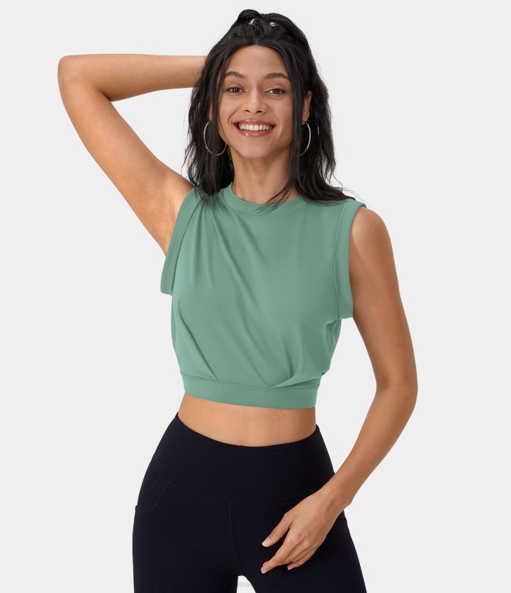ropa activa conducción BBV2NZ1679 mujer Halara Camiseta sin mangas de yoga recortada con cuello redondo y sin mangas