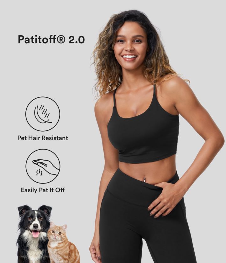 ropa activa negro BBV2NZ1691 mujer Halara Camiseta corta de yoga acolchada resistente al pelo de mascotas Patitoff 2.0