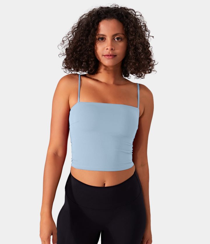 ropa activa ángel cae BBV2NZ1759 mujer Halara Camiseta sin mangas corta de yoga con tirantes finos, aireada y sin espalda de Softlyzero