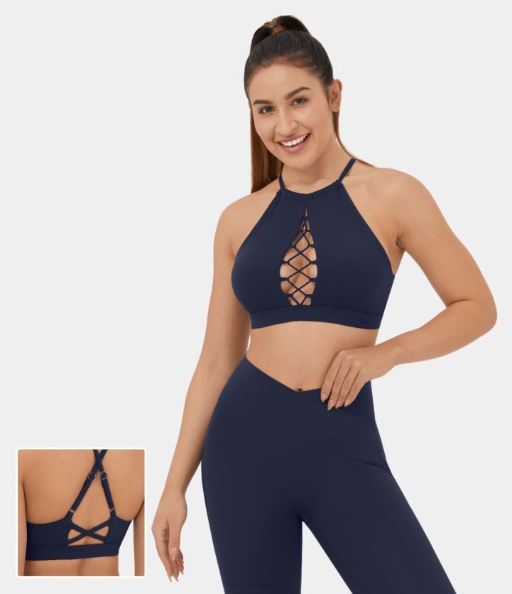 ropa activa original BBV2NZ1772 mujer Halara Softlyzero camiseta sin mangas corta de yoga con tirantes ajustables y aireado, aberturas entrecruzadas y espalda descubierta