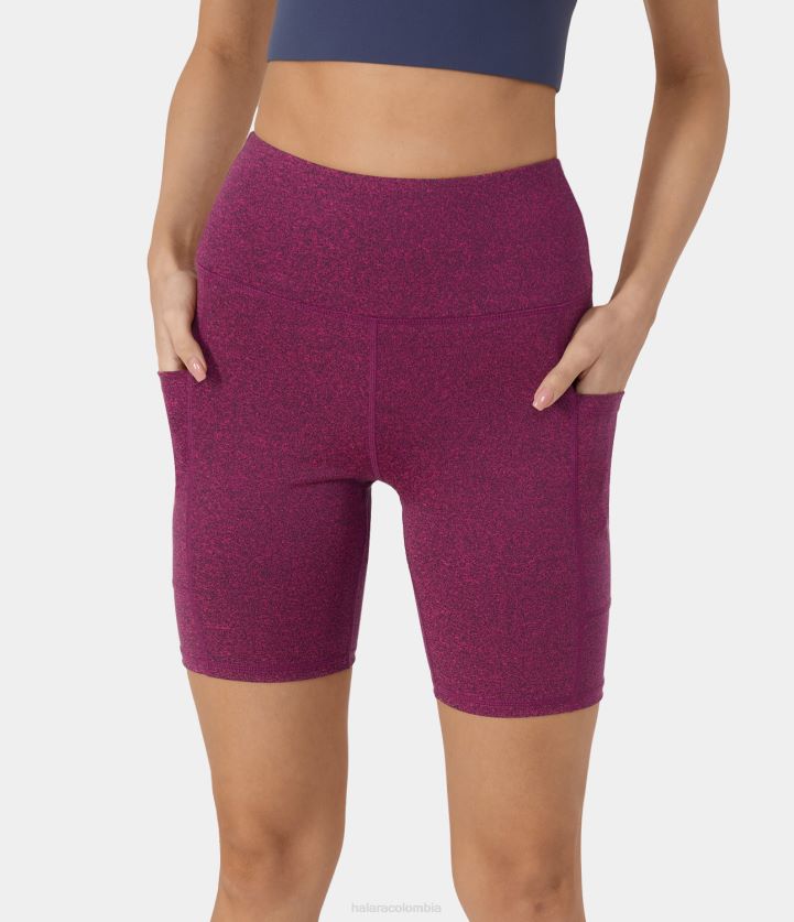 ropa activa castaño rojo gris BBV2NZ1444 mujer Halara pantalones cortos de yoga con bolsillo lateral y talle alto de 7"