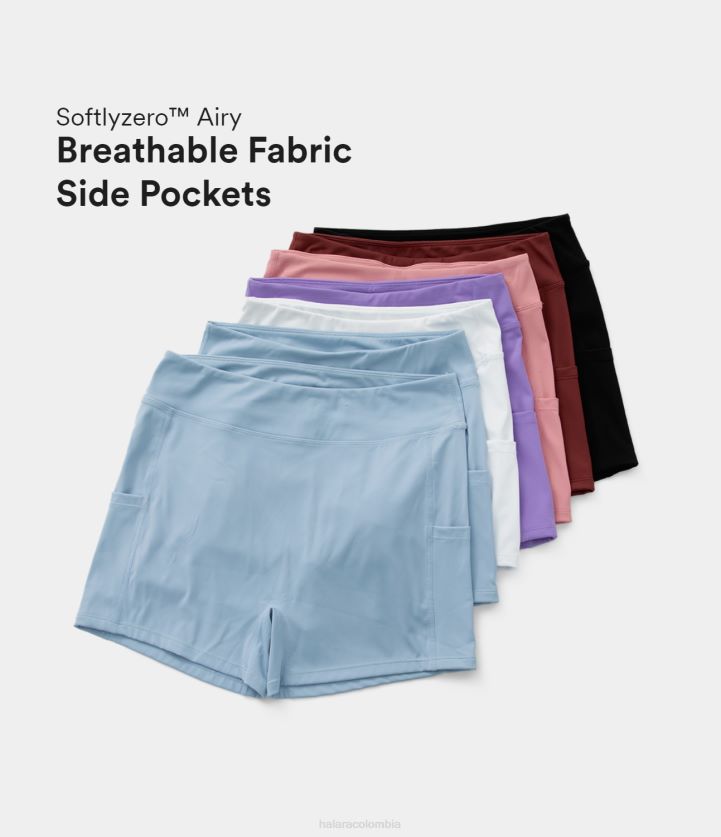 ropa activa negro BBV2NZ1413 mujer Halara Softlyzero pantalones cortos de yoga de 3,5 pulgadas, aireados, de talle alto, con bolsillo lateral, lisos y de tacto fresco