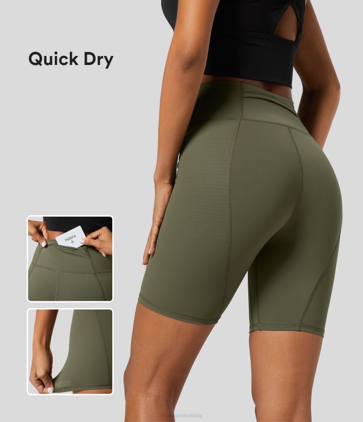 ropa activa original BBV2NZ1436 mujer Halara Pantalones cortos ciclistas de entrenamiento de secado rápido con bolsillo trasero y cintura alta Speedwave de 7''