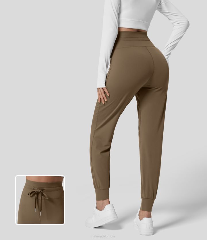 ropa activa Castaño BBV2NZ92 mujer Halara joggers informales ajustados con cordón y talle alto de softlyzero