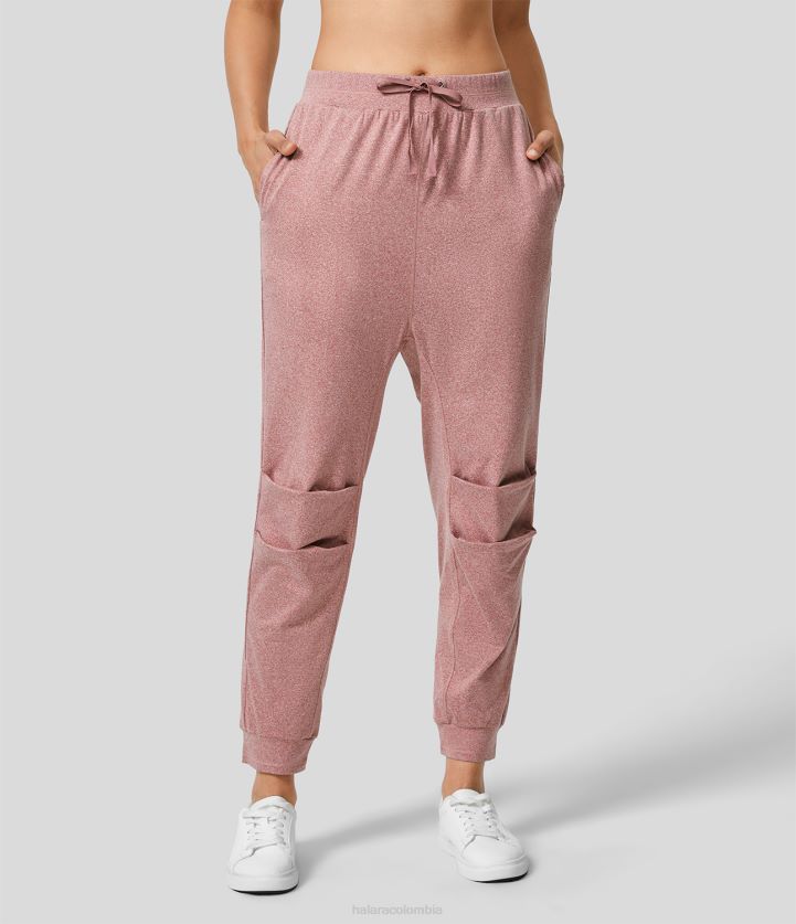 ropa activa begonia moteada BBV2NZ51 mujer Halara Joggers de yoga fruncidos con bolsillo lateral con cordón ajustable y talle medio