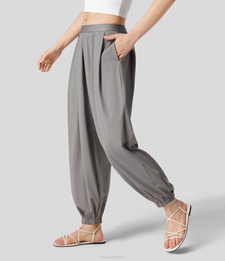 ropa activa campanario gris BBV2NZ66 mujer Halara joggers resort relax con bolsillo lateral y talle medio