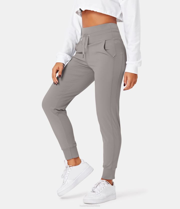 ropa activa gaviota BBV2NZ2 mujer Halara Softlyzero - Joggers ventilados de talle alto, con cordón y bolsillo lateral, lisos, de tacto fresco y largos