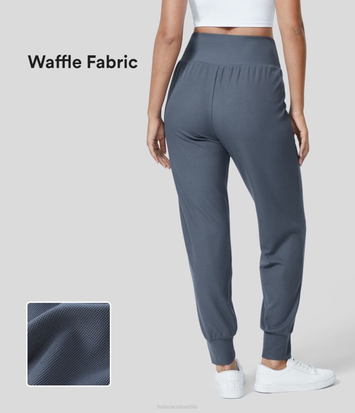 ropa activa grisalla BBV2NZ70 mujer Halara Joggers de yoga tipo gofre con bolsillo lateral liso y talle alto