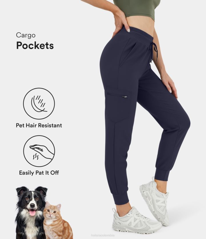 ropa activa indicio BBV2NZ26 mujer Halara Patitoff Flow - Joggers cargo con bolsillo lateral con cremallera y cordón ajustable, resistentes al pelo de mascotas