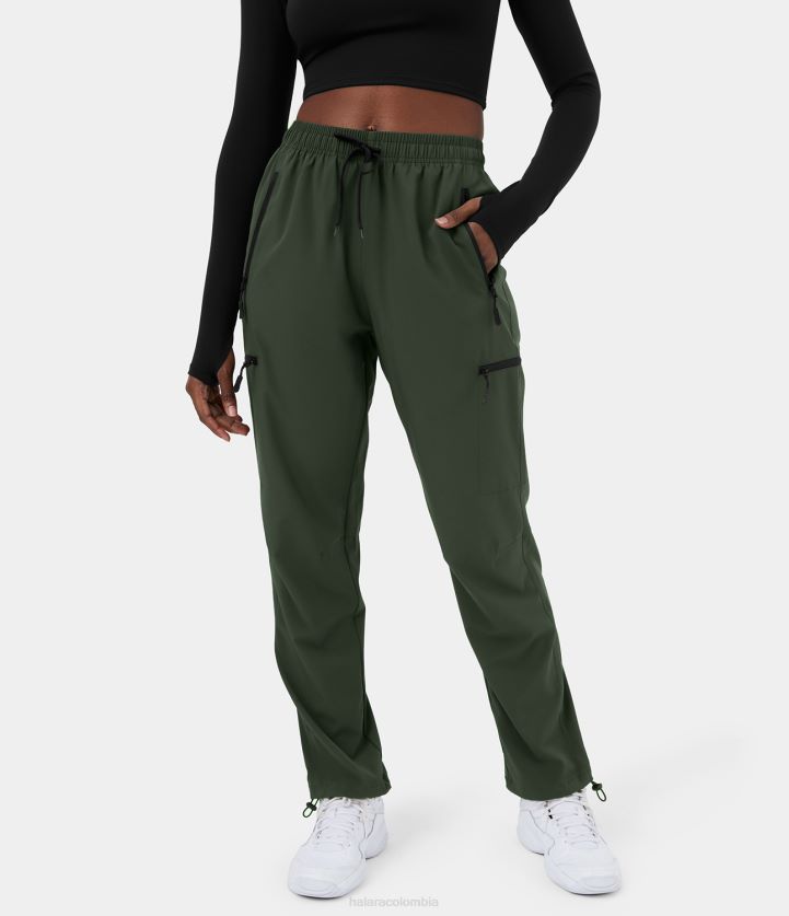 ropa activa mochila BBV2NZ28 mujer Halara joggers cargo informales con bolsillo lateral con cremallera y cordón de talle alto