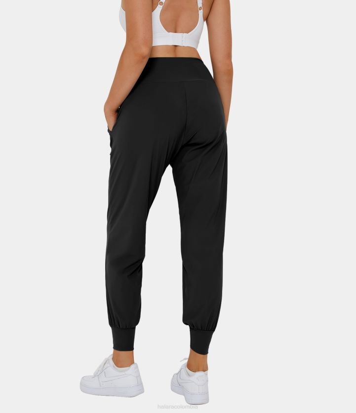 ropa activa negro BBV2NZ3 mujer Halara joggers de yoga lisos con bolsillo lateral y talle alto