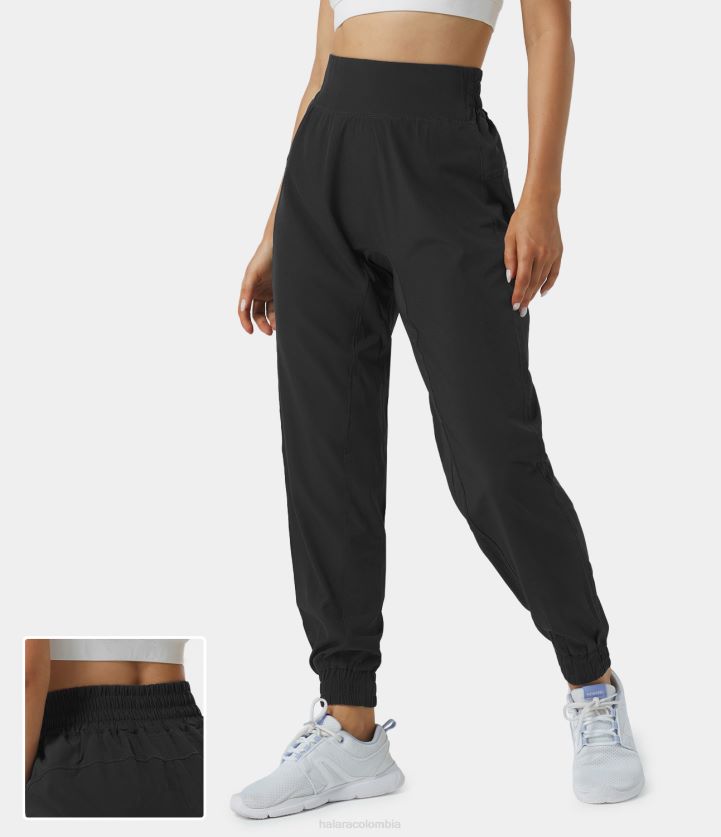 ropa activa negro BBV2NZ47 mujer Halara joggers casuales con cintura elástica y talle alto