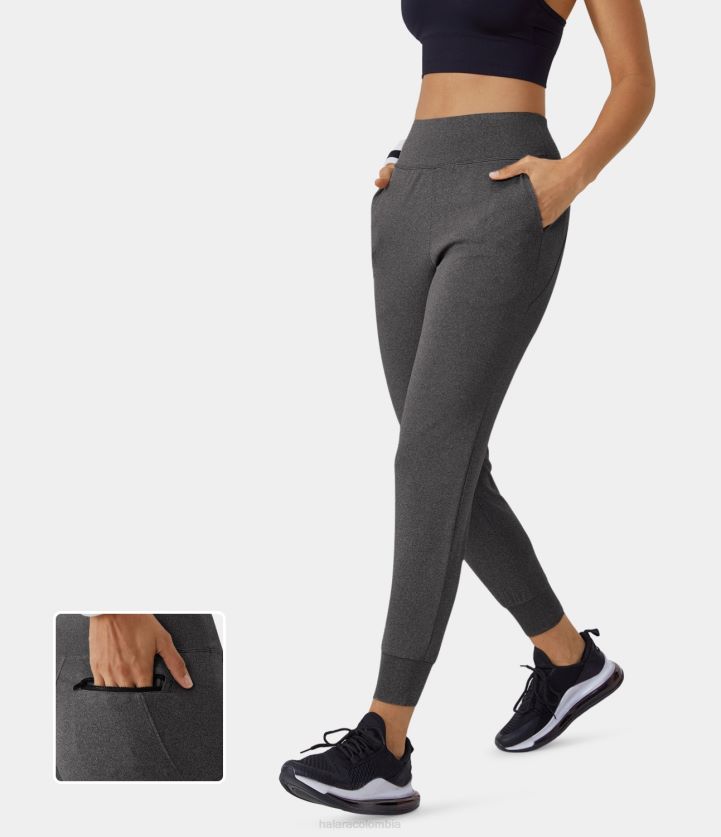 ropa activa negro grisáceo BBV2NZ80 mujer Halara joggers de viaje diario con bolsillo lateral de cintura alta y bolsillo trasero con cremallera