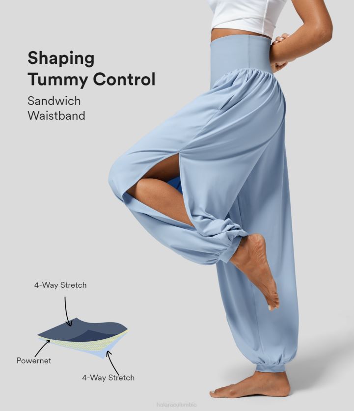ropa activa ángel cae BBV2NZ13 mujer Halara Joggers de yoga con corte plisado y bolsillo lateral con control de barriga y talle alto