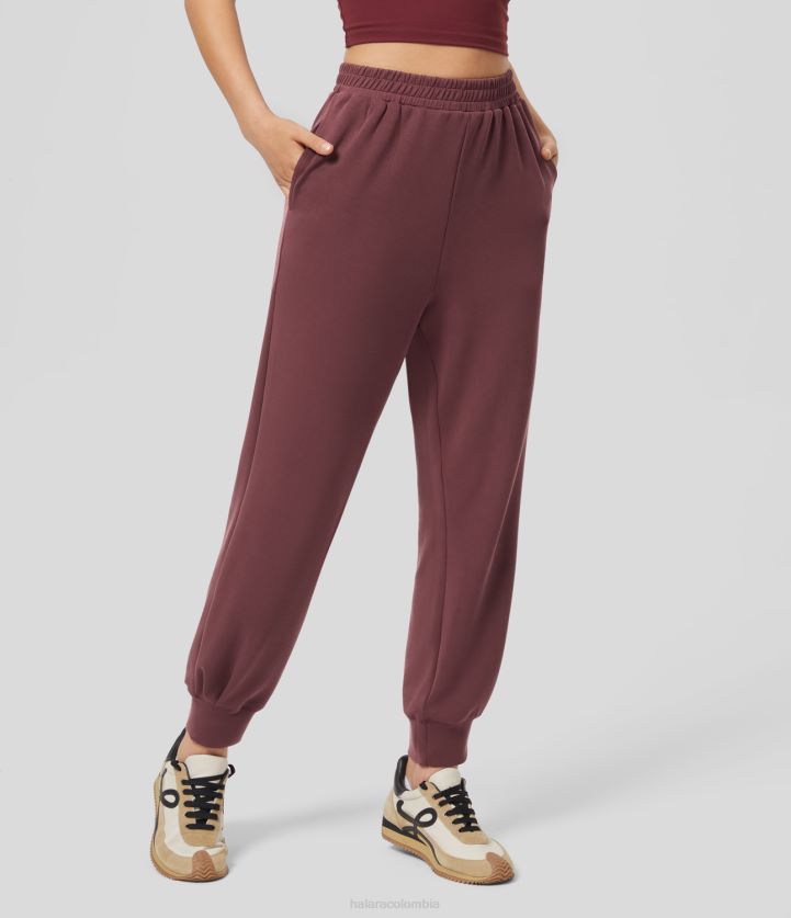 ropa activa rojo sangre de buey BBV2NZ50 mujer Halara joggers casual con bolsillo lateral plicado y talle alto