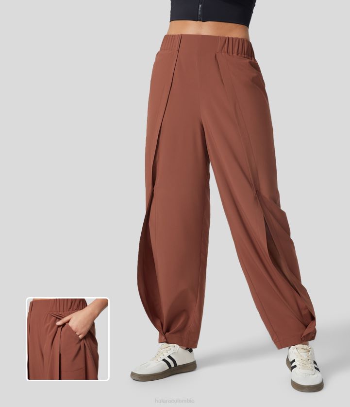 ropa activa secoya BBV2NZ76 mujer Halara joggers de senderismo de secado rápido con botón a presión ajustable y bolsillo lateral 2 en 1 de talle alto y ligeros