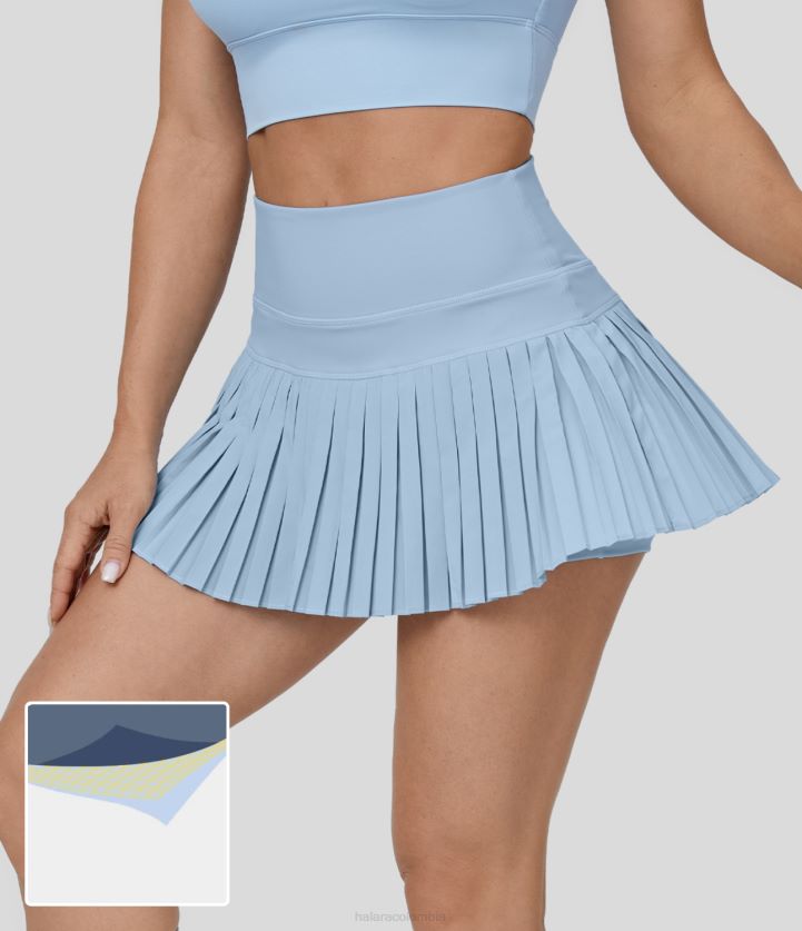 ropa activa azul hielo fino BBV2NZ581 mujer Halara Minifalda de tenis micro de secado rápido, plisada, con bolsillo lateral 2 en 1, cintura alta y elegante