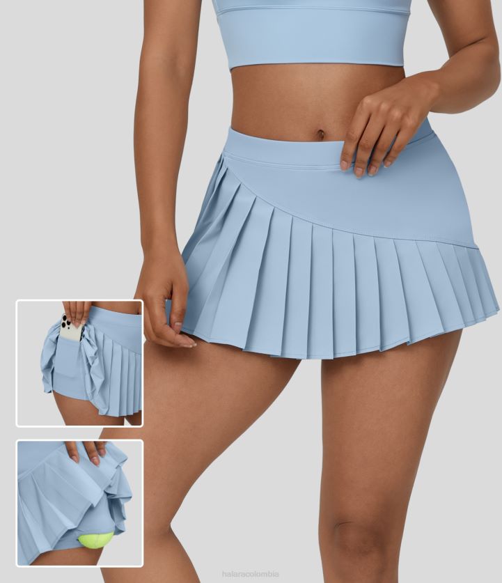 ropa activa azul hielo fino BBV2NZ635 mujer Halara Minifalda de tenis de secado rápido plisada con bolsillo lateral 2 en 1 de talle medio y elegante