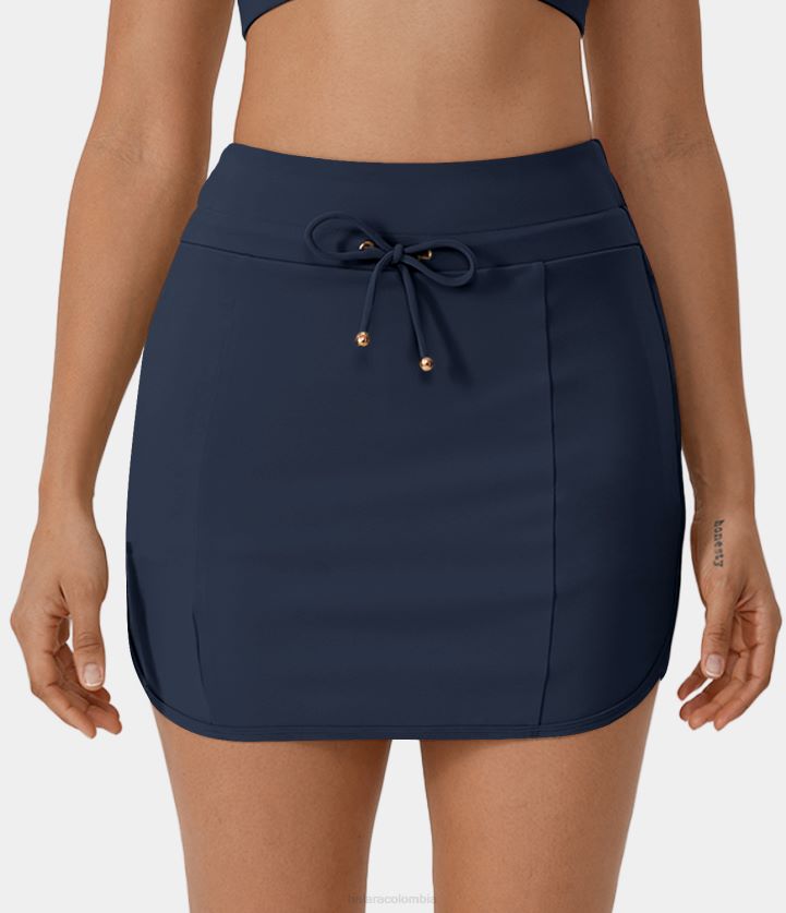 ropa activa azul medianoche BBV2NZ586 mujer Halara falda de golf 2 en 1 con cordón y talle alto