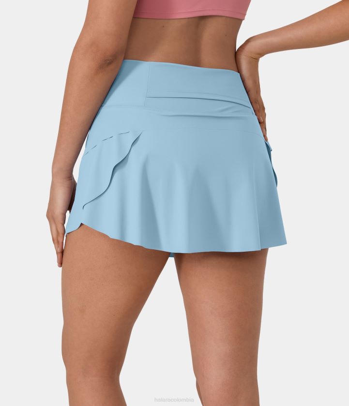 ropa activa cielo azul celeste BBV2NZ529 mujer Halara falda de baile lisa 2 en 1 con bolsillo trasero en la cinturilla