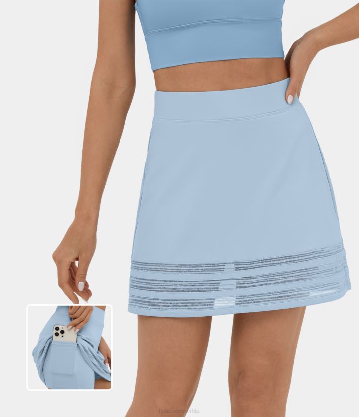 ropa activa ángel cae BBV2NZ652 mujer Halara Softlyzero minifalda casual de tacto fresco, aireada, cintura alta, malla en contraste, 2 en 1, bolsillo lateral, línea A