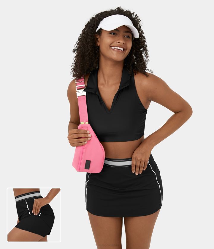 ropa activa original BBV2NZ543 mujer Halara Minifalda de tenis 2 en 1 ajustada con bloques de color, aireada y de talle alto de Softlyzero, microminifalda de tacto fresco