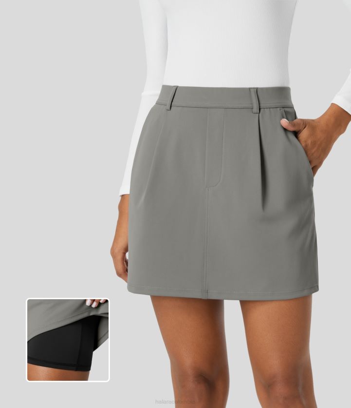 ropa activa tormenta silenciosa BBV2NZ540 mujer Halara falda de trabajo 2 en 1 con bolsillo lateral plisado y cintura alta