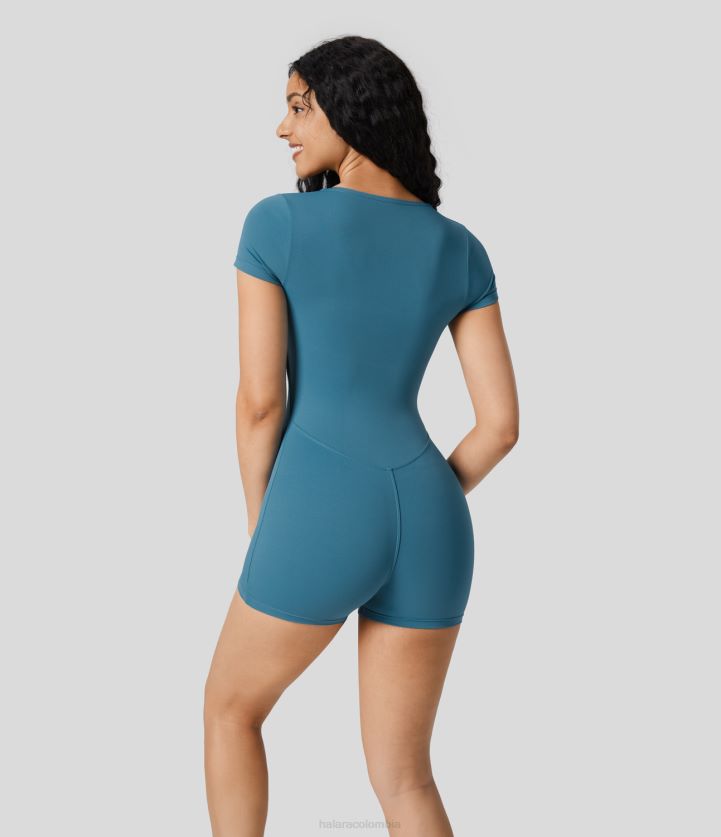 ropa activa espuela de caballero BBV2NZ2102 mujer Halara Mono ajustado de yoga con copas removibles y cuello cuadrado