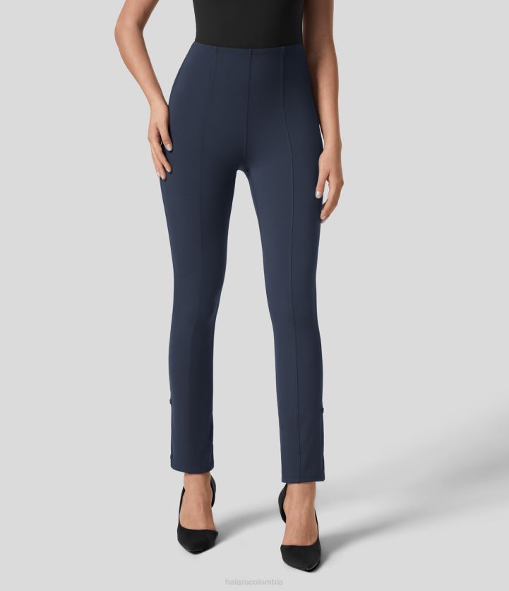 ropa activa azul medianoche BBV2NZ392 mujer Halara pantalones 7/8 de trabajo con dobladillo ajustable y control de barriga de cintura alta ecológicos de softlyzero