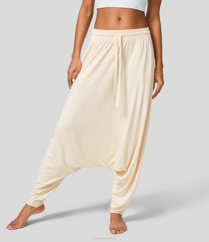 ropa activa blanco antiguo BBV2NZ481 mujer Halara pantalones de yoga tipo harén con bolsillo lateral y cordón de talle bajo