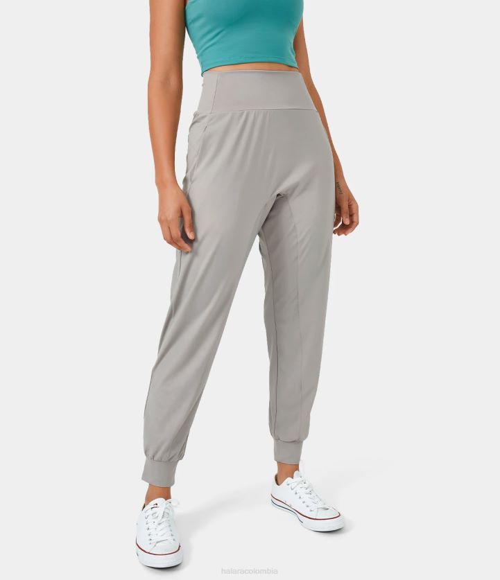 ropa activa gris koala BBV2NZ474 mujer Halara pantalones de yoga lisos con bolsillo lateral y cintura alta