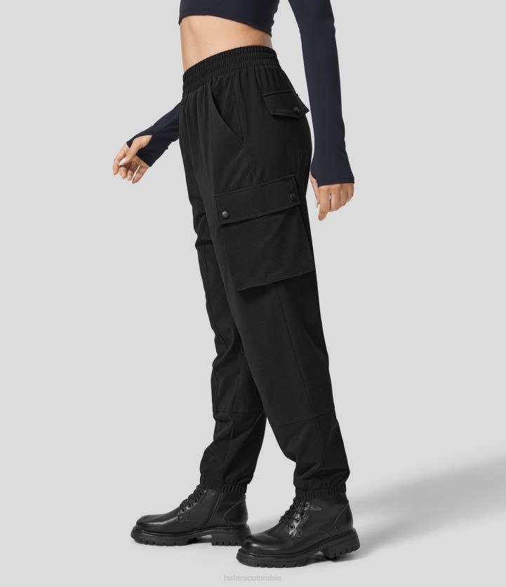 ropa activa negro BBV2NZ284 mujer Halara pantalones cargo estilo harén de senderismo con múltiples bolsillos y talle medio