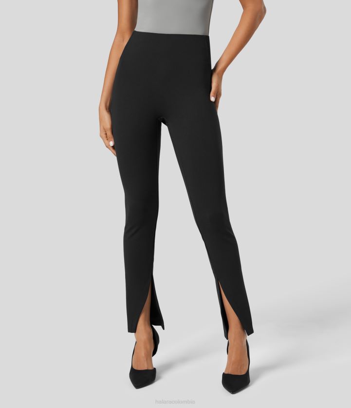 ropa activa negro BBV2NZ417 mujer Halara pantalones de trabajo con abertura frontal y talle alto