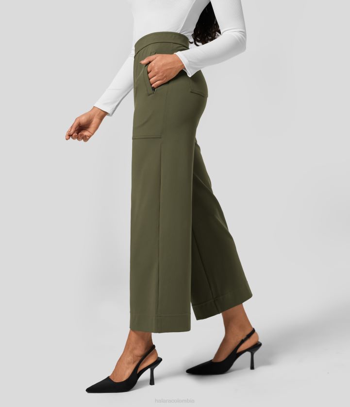 ropa activa noche del bosque BBV2NZ432 mujer Halara pantalones de trabajo de pierna recta con múltiples bolsillos y cintura alta