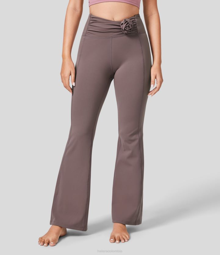 ropa activa original BBV2NZ385 mujer Halara pantalones acampanados de yoga con roseta fruncida y talle alto