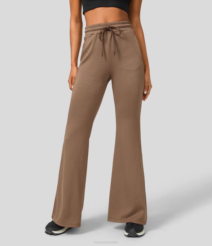 ropa activa sombra natural BBV2NZ387 mujer Halara pantalones de yoga acampanados con bolsillo lateral con cordón y talle alto