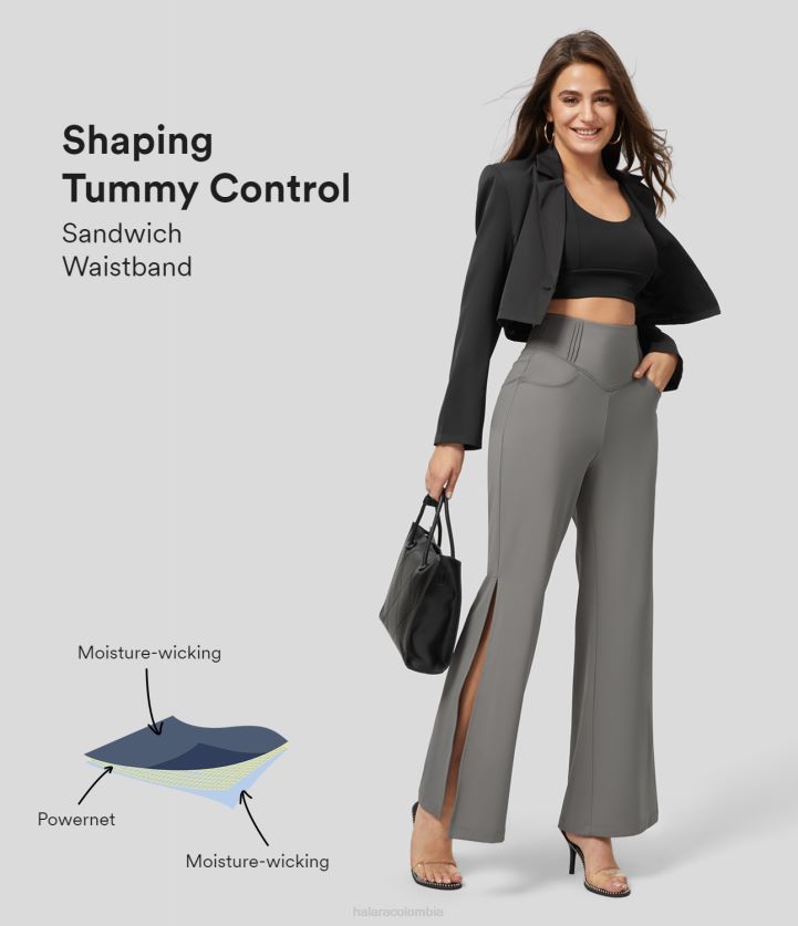 ropa activa tormenta silenciosa BBV2NZ371 mujer Halara pantalones de trabajo ligeramente acampanados con bolsillo lateral y cintura alta ecológicos de softlyzero