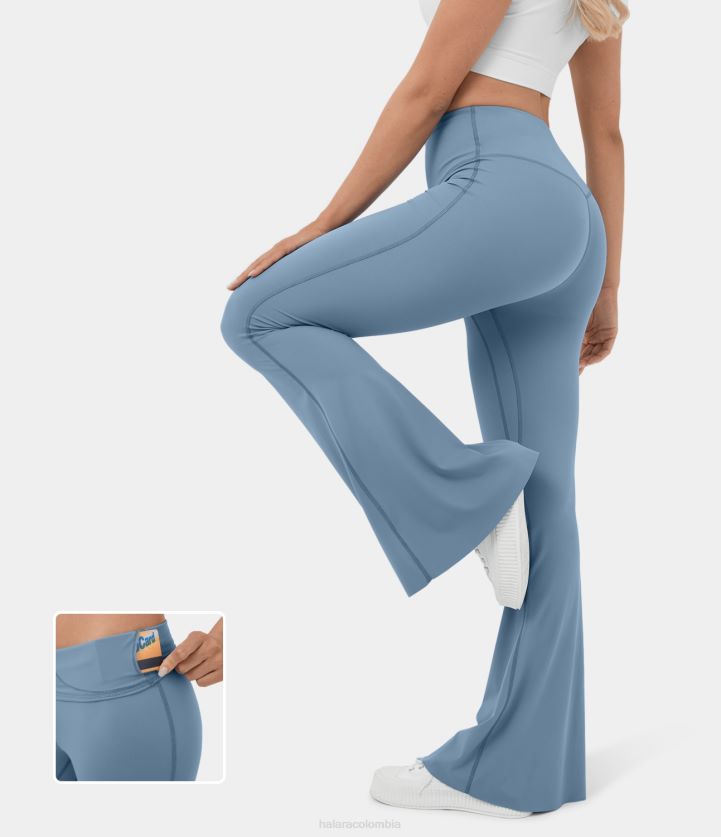 ropa activa Sombra azul BBV2NZ366 mujer Halara Softlyzero leggings acampanados informales de talle alto, ventilados, con bolsillo frontal en la cintura, de largo completo, tacto fresco y casual