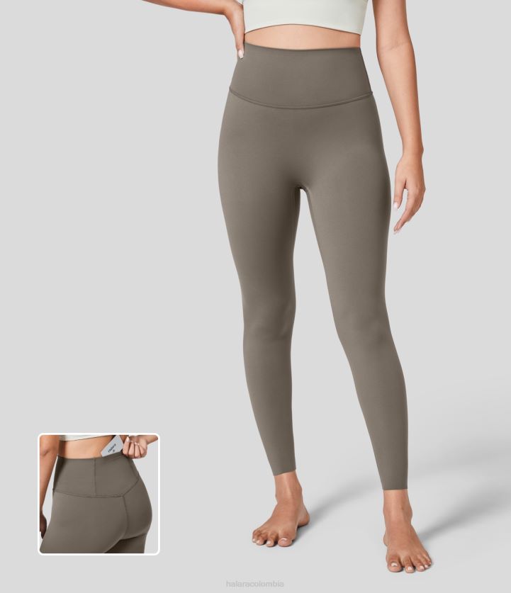 ropa activa abigarrado BBV2NZ1567 mujer Halara Leggings de yoga 7/8 con bolsillo trasero en la cintura y cintura alta