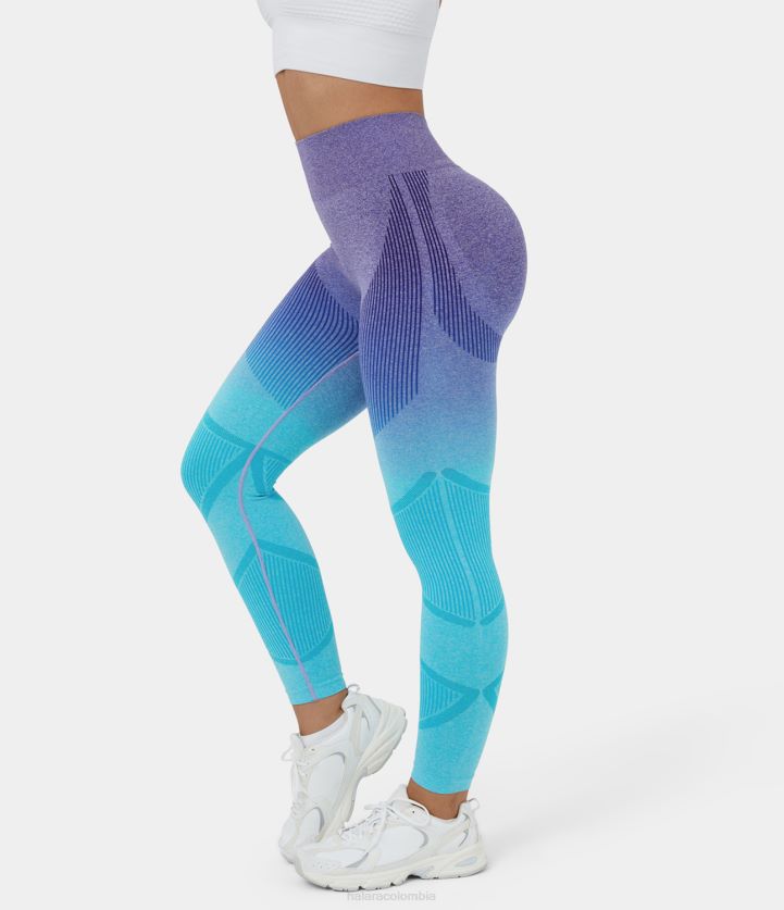 ropa activa azul blanco azul degradado BBV2NZ1452 mujer Halara leggings de yoga degradados de cintura alta y flujo sin costuras