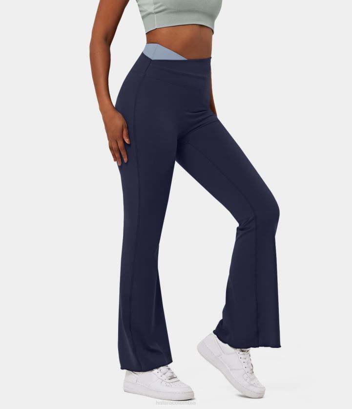 ropa activa chaquetón BBV2NZ363 mujer Halara Leggings de yoga acampanados cruzados con bloques de color y talle alto de felpa de Softlyzero