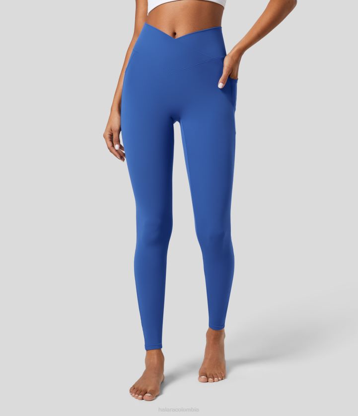 ropa activa hermoso azul BBV2NZ1448 mujer Halara softlyzero leggings lisos con bolsillos cruzados